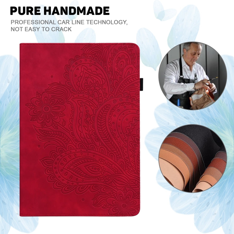 For Lenovo Tab M8 4th Gen TB-300FU Peacock Embossed Pattern Leather Tablet Case(Red)