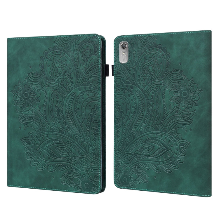 For Lenovo Tab P11 Gen 2 Peacock Embossed Pattern Leather Tablet Case(Green) - Lenovo by PMC TechLife | Online Shopping South Africa | PMC TechLife | Buy Now Pay Later Mobicred