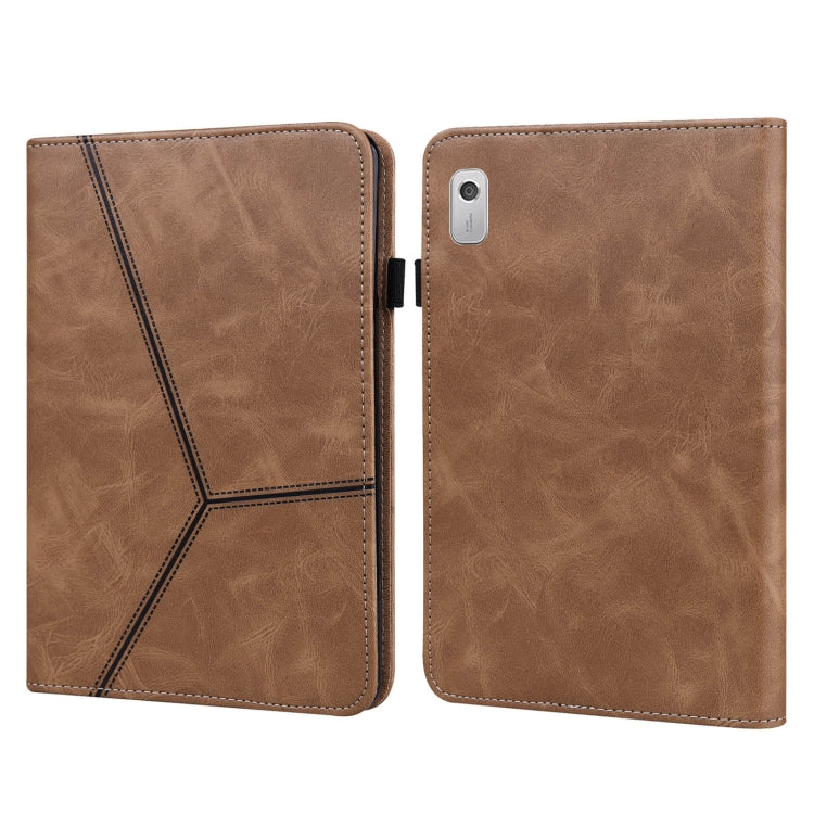For Lenovo Tab M8 4th Gen TB-300FU Embossed Striped Leather Tablet Case(Brown) - Lenovo by PMC TechLife | Online Shopping South Africa | PMC TechLife | Buy Now Pay Later Mobicred