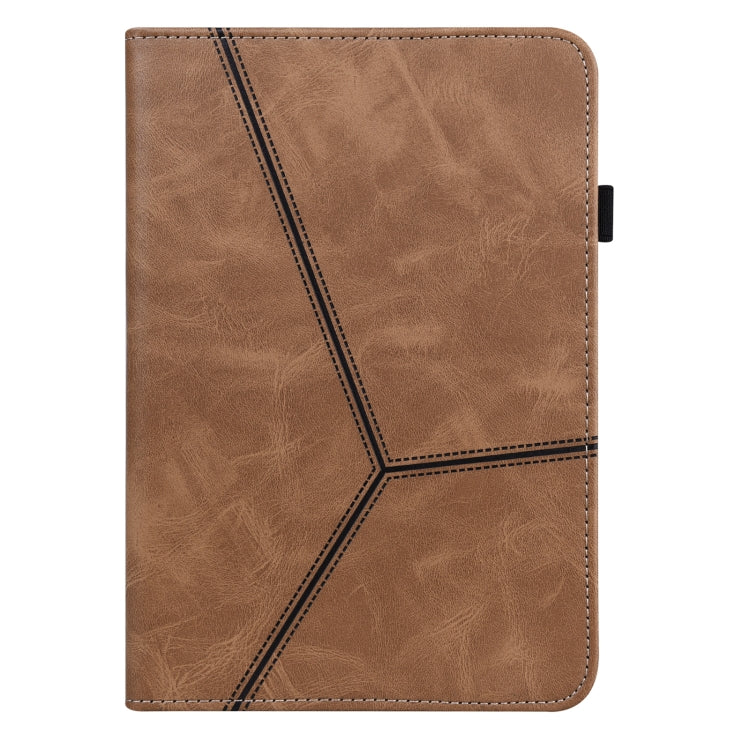 For Lenovo Tab M8 4th Gen TB-300FU Embossed Striped Leather Tablet Case(Brown)