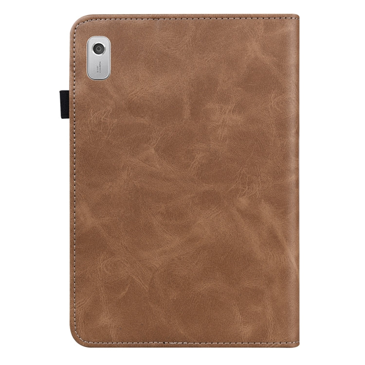 For Lenovo Tab M8 4th Gen TB-300FU Embossed Striped Leather Tablet Case(Brown) - Lenovo by PMC TechLife | Online Shopping South Africa | PMC TechLife | Buy Now Pay Later Mobicred
