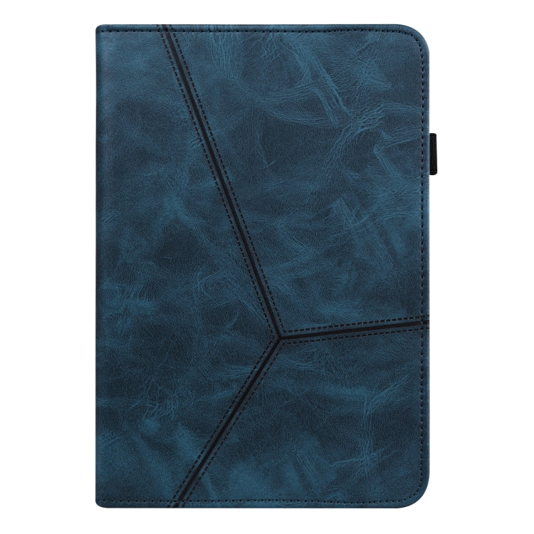 For Lenovo Tab M8 4th Gen TB-300FU Embossed Striped Leather Tablet Case(Blue)