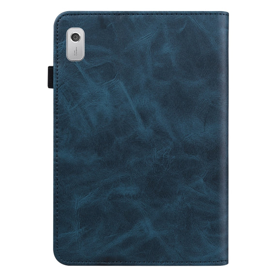 For Lenovo Tab M8 4th Gen TB-300FU Embossed Striped Leather Tablet Case(Blue)