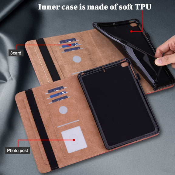 For Lenovo Tab M8 4th Gen TB-300FU Embossed Striped Leather Tablet Case(Red)