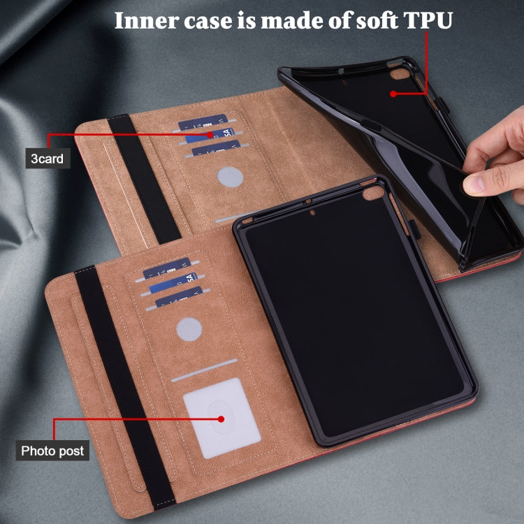 For Lenovo Tab M8 4th Gen TB-300FU Embossed Striped Leather Tablet Case(Red)