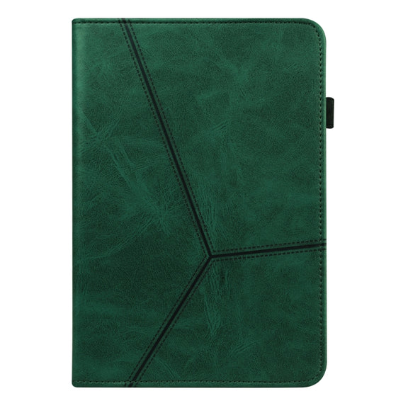 For Lenovo Tab M8 4th Gen TB-300FU Embossed Striped Leather Tablet Case(Green)