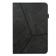 For Lenovo Tab M8 4th Gen TB-300FU Embossed Striped Leather Tablet Case(Black)