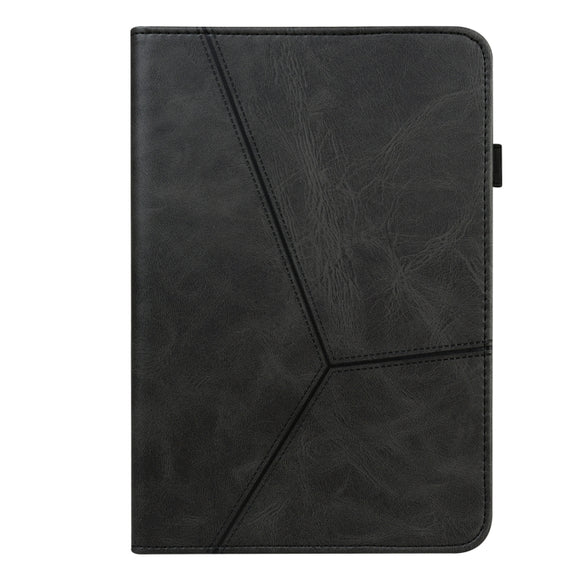 For Lenovo Tab M8 4th Gen TB-300FU Embossed Striped Leather Tablet Case(Black)