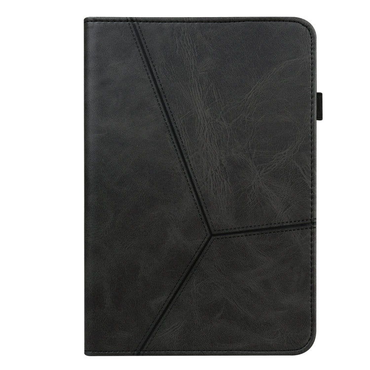 For Lenovo Tab M8 4th Gen TB-300FU Embossed Striped Leather Tablet Case(Black)