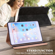 For Lenovo Tab M8 4th Gen TB-300FU Embossed Striped Leather Tablet Case(Black)
