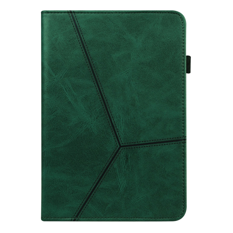 For Lenovo Tab P11 Gen 2 Embossed Striped Leather Tablet Case(Green)