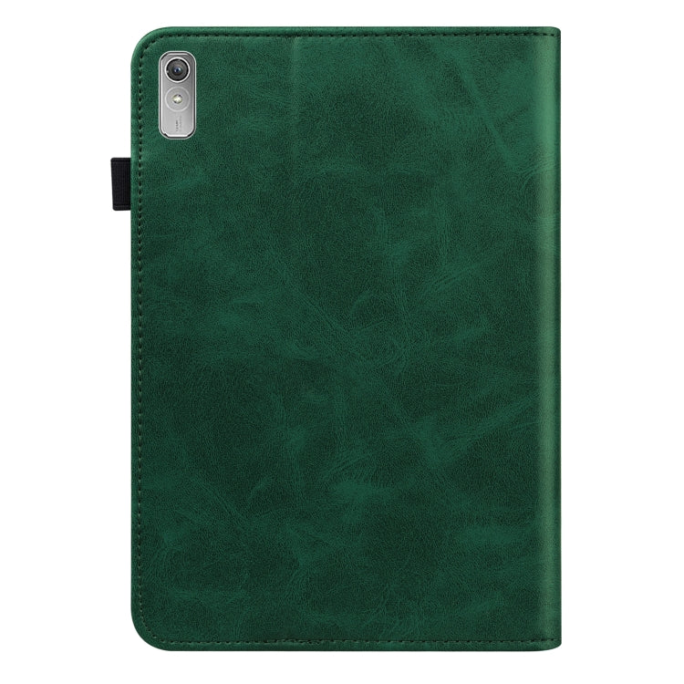 For Lenovo Tab P11 Gen 2 Embossed Striped Leather Tablet Case(Green) - Lenovo by PMC TechLife | Online Shopping South Africa | PMC TechLife | Buy Now Pay Later Mobicred