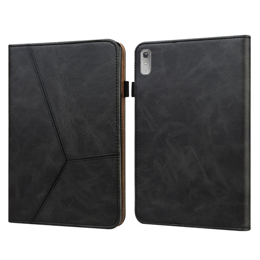 For Lenovo Tab P11 Gen 2 Embossed Striped Leather Tablet Case(Black) - Lenovo by PMC Jewellery | Online Shopping South Africa | PMC Jewellery | Buy Now Pay Later Mobicred