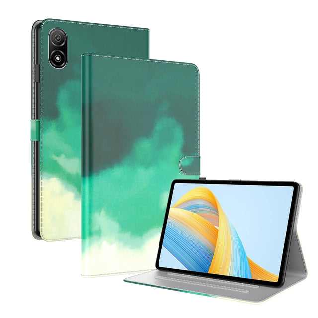 For Honor Pad V8 Pro Watercolor Pattern Flip Leather Tablet Case(Cyan Green) - Lenovo by PMC TechLife | Online Shopping South Africa | PMC TechLife | Buy Now Pay Later Mobicred