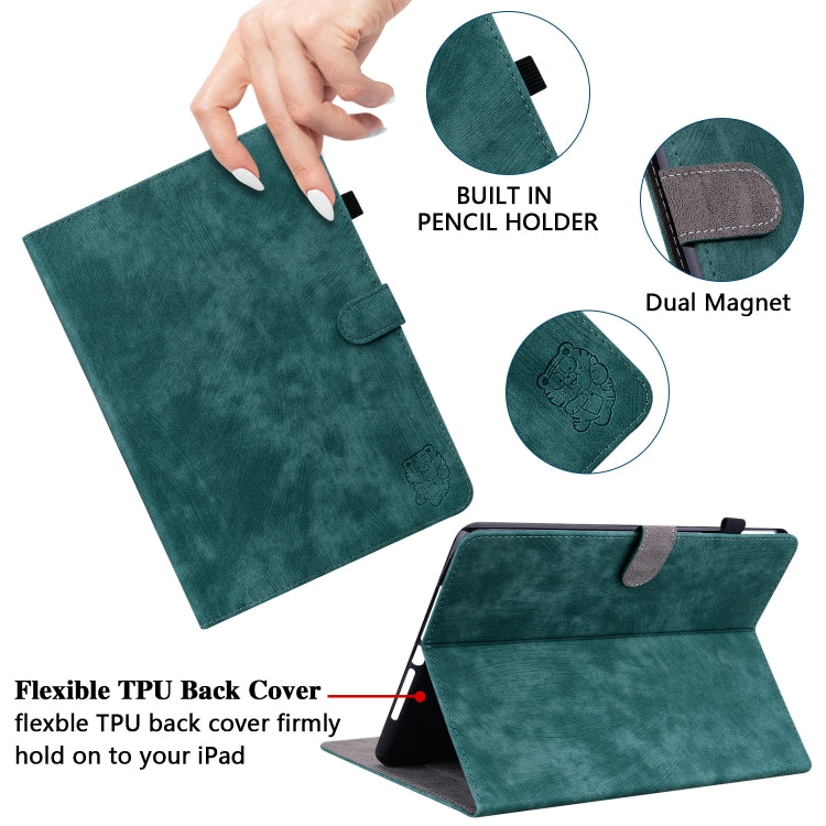 For Honor Pad V8 Pro Tiger Pattern Flip Leather Tablet Case(Dark Green)