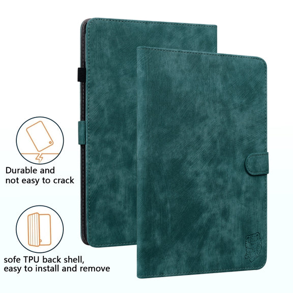 For Honor Pad V8 Pro Tiger Pattern Flip Leather Tablet Case(Dark Green)