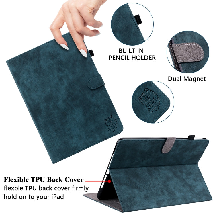 For Honor Pad V8 Pro Tiger Pattern Flip Leather Tablet Case(Dark Blue)
