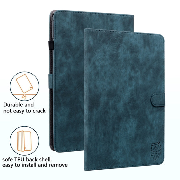 For Honor Pad V8 Pro Tiger Pattern Flip Leather Tablet Case(Dark Blue)