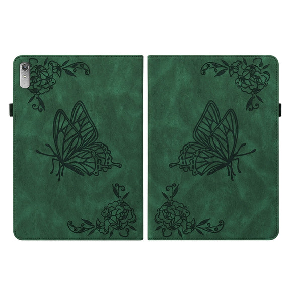 For Lenovo Tab P11 Gen 2 11.5 Butterfly Flower Embossed Leather Tablet Case(Green)