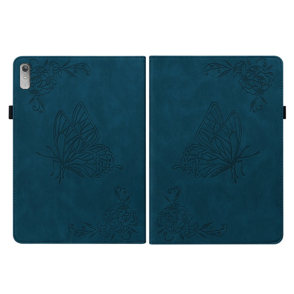 For Lenovo Tab P11 Gen 2 11.5 Butterfly Flower Embossed Leather Tablet Case(Blue)