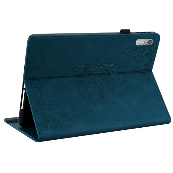 For Lenovo Tab P11 Gen 2 11.5 Butterfly Flower Embossed Leather Tablet Case(Blue)