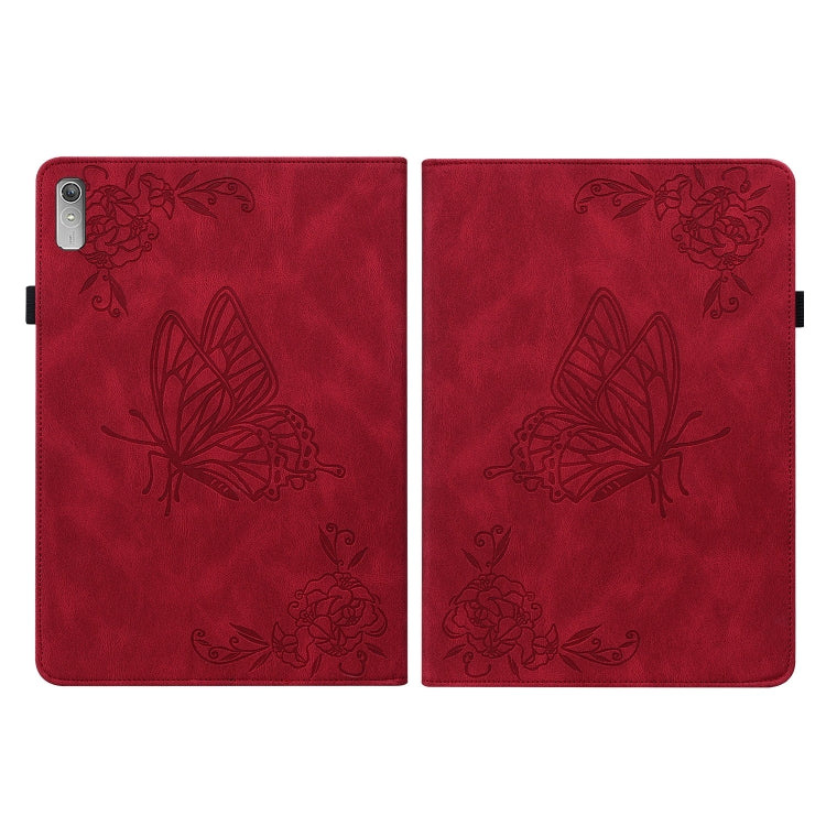 For Lenovo Tab P11 Gen 2 11.5 Butterfly Flower Embossed Leather Tablet Case(Red)