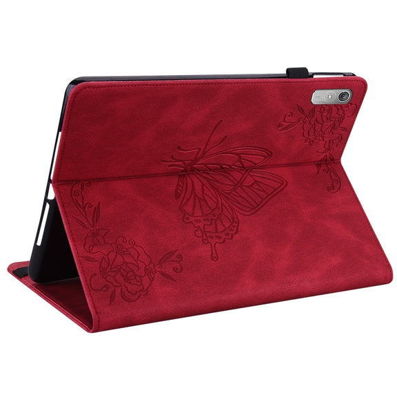 For Lenovo Tab P11 Gen 2 11.5 Butterfly Flower Embossed Leather Tablet Case(Red)