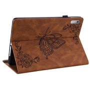 For Lenovo Tab P11 Gen 2 11.5 Butterfly Flower Embossed Leather Tablet Case(Brown)