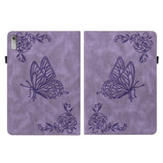 For Lenovo Tab P11 Gen 2 11.5 Butterfly Flower Embossed Leather Tablet Case(Purple)