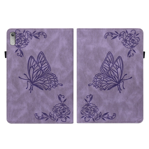 For Lenovo Tab P11 Gen 2 11.5 Butterfly Flower Embossed Leather Tablet Case(Purple)