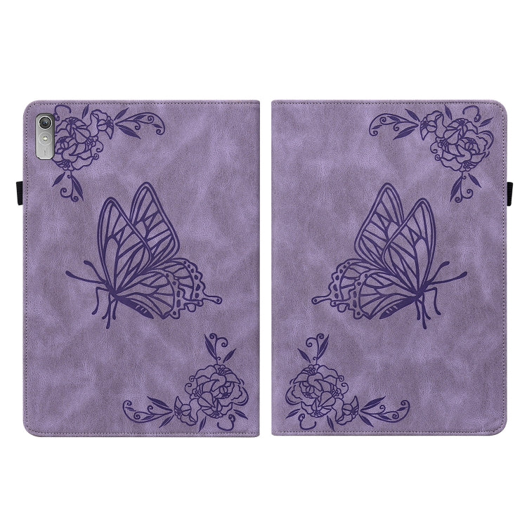 For Lenovo Tab P11 Gen 2 11.5 Butterfly Flower Embossed Leather Tablet Case(Purple)
