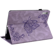 For Lenovo Tab P11 Gen 2 11.5 Butterfly Flower Embossed Leather Tablet Case(Purple)