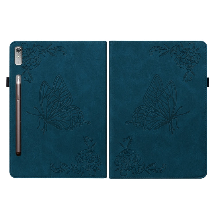 For Lenovo Tab P11 Pro Gen 2 11.2 Butterfly Flower Embossed Leather Tablet Case(Blue)