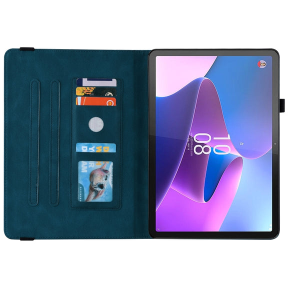 For Lenovo Tab P11 Pro Gen 2 11.2 Butterfly Flower Embossed Leather Tablet Case(Blue)