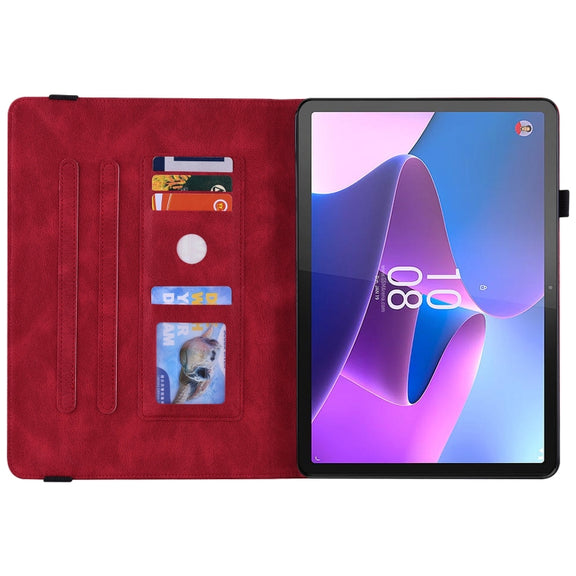 For Lenovo Tab P11 Pro Gen 2 11.2 Butterfly Flower Embossed Leather Tablet Case(Red)