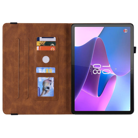 For Lenovo Tab P11 Pro Gen 2 11.2 Butterfly Flower Embossed Leather Tablet Case(Brown)