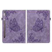 For Lenovo Tab P11 Pro Gen 2 11.2 Butterfly Flower Embossed Leather Tablet Case(Purple)