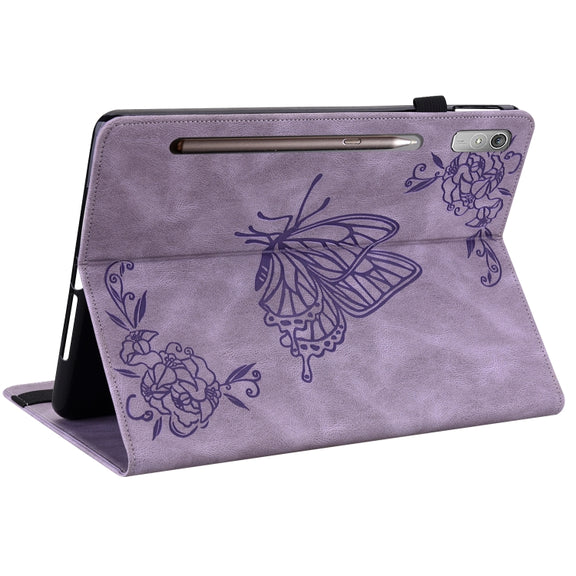 For Lenovo Tab P11 Pro Gen 2 11.2 Butterfly Flower Embossed Leather Tablet Case(Purple)