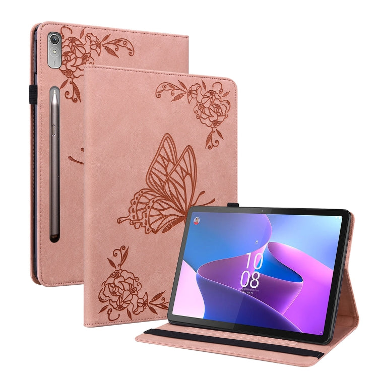 For Lenovo Tab P11 Pro Gen 2 11.2 Butterfly Flower Embossed Leather Tablet Case(Rose Gold) - Lenovo by PMC TechLife | Online Shopping South Africa | PMC TechLife | Buy Now Pay Later Mobicred