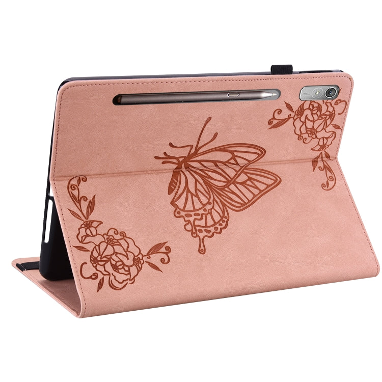 For Lenovo Tab P11 Pro Gen 2 11.2 Butterfly Flower Embossed Leather Tablet Case(Rose Gold) - Lenovo by PMC TechLife | Online Shopping South Africa | PMC TechLife | Buy Now Pay Later Mobicred