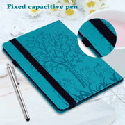 For Lenovo Tab P11 Gen 2 Tree & Deer Pattern Embossed Leather Tablet Case(Blue)