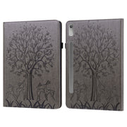 For Lenovo Tab P11 Pro Gen 2 Tree & Deer Pattern Embossed Leather Tablet Case(Grey)