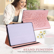 For Huawei MatePad SE 10.4 2022 Tree & Deer Pattern Embossed Leather Tablet Case(Pink)