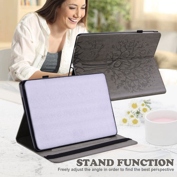 For Huawei MatePad SE 10.4 2022 Tree & Deer Pattern Embossed Leather Tablet Case(Grey)