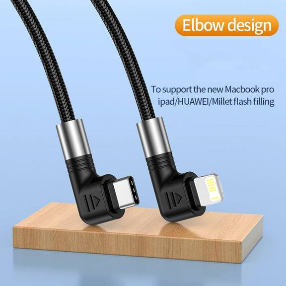 A9 30W USB-C/Type-C to 8 Pin Double Elbow Data Cable, Length:0.5m