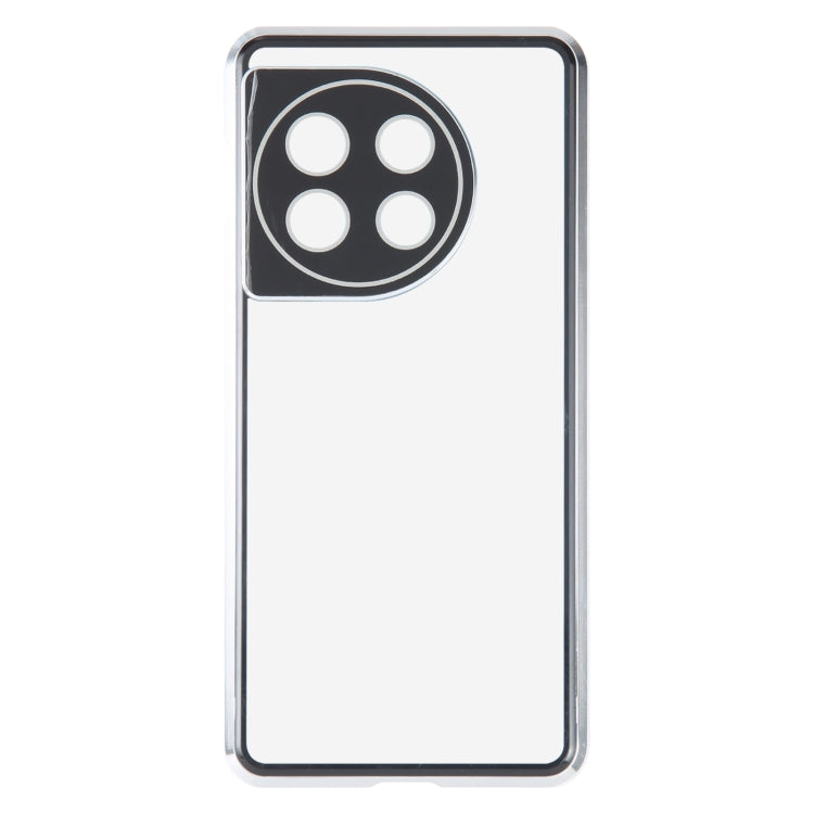For OnePlus 11 Full Cover Magnetic Metal Tempered Glass Phone Case(Silver)