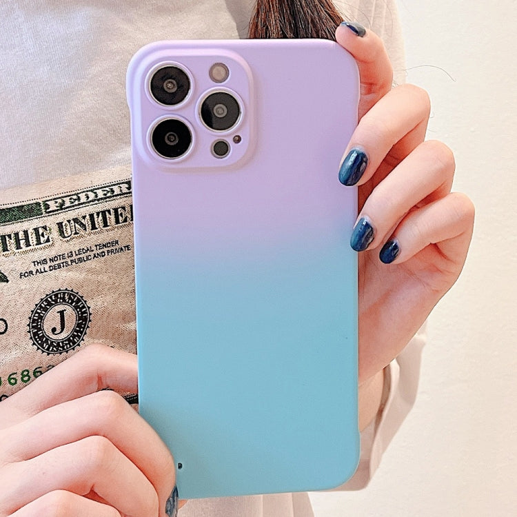 For iPhone 12 Pro Max Frameless Skin Feel Gradient Phone Case(Light Purple + Light Blue)