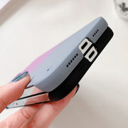 For iPhone 12 Frameless Skin Feel Gradient Phone Case(Green + Light Blue)