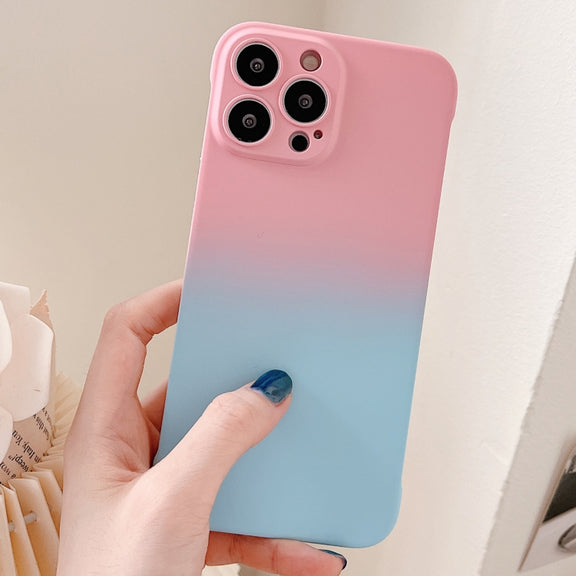 For iPhone XS Max Frameless Skin Feel Gradient Phone Case(Pink + Light Blue)