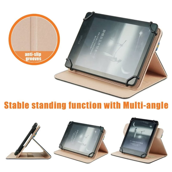 For 6 inch Rotating Universal Leather Tablet Case(Rose Gold)